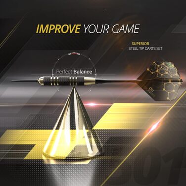 Набір дротиків Profi Stahl Spitze (6 шт) 22г, з латунними стволами, алюмінієвими шафтами (35/48мм) та польотами, точилка для дротиків