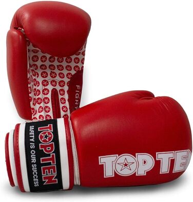 Боксерські рукавички TOP Ten Fight 10 унцій, червоно-білі, для кікбоксингу, різні кольори