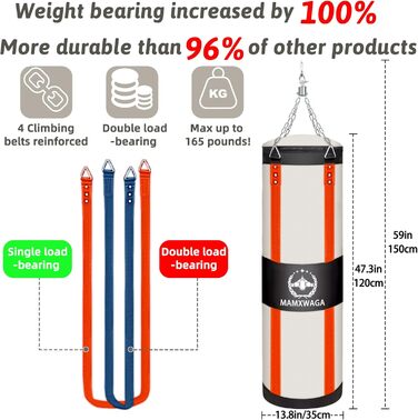 Боксерський мішок Canvas Boxsack для дорослих, 120 см, невикористаний, міцний, вантажопідйомність до 80 кг, білий