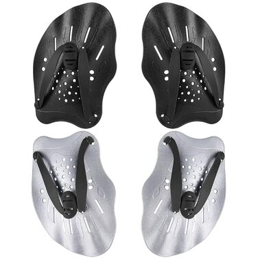 Набір з 2 шт. тренувальних весла для плавання, допомога для силових тренувань у басейні, унісекс, чорний