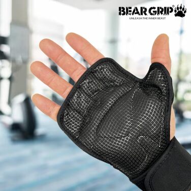 Рукавички для тренувань Bear Grip з посиленим захистом долонь (Чорні, XS) - Кросфіт, бодібілдинг, пауерліфтинг