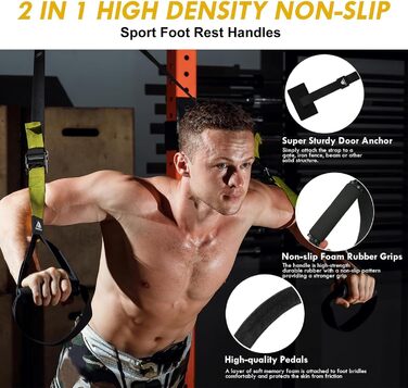 Шкіряний тренажер Schlingentrainer Flintronic для всього тіла, комплект для дому (чорний/зелений)