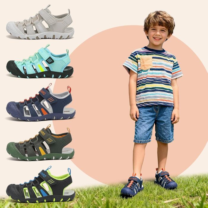 Сандалі дитячі SAGUARO закриті трекінгові для хлопчиків, літні, для активного відпочинку, розмір 32 EU (Сині)