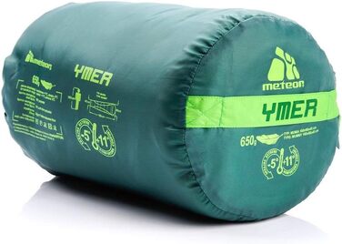 Преміум спальний мішок для дітей Meteor Kinder Schlafsack, літній, ультралегкий, для кемпінгу, комфортний, на 8-12 років, Outdoor, зелений