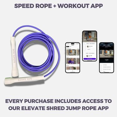 Професійне скакалка Elevate Speed Rope MAX з міцного PVC, нейлонового сердечника, довжина до 3 метрів, чорні/білі ручки (фіолетовий)
