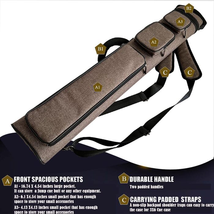 Чемпіон 4S2B, 6S3B Більярдний кий, 2 x 4, 3 x 6, Нейлон/Шкірозамінник, Зелений (3X6 (3B6S), Коричневий)