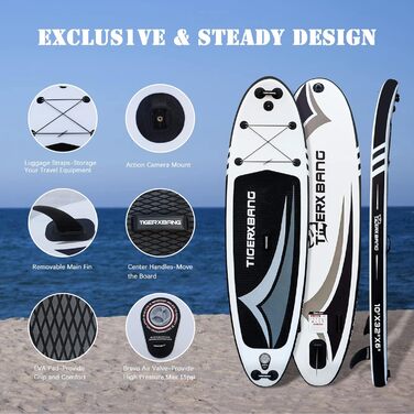 Надувний SUP Board (Stand Up Paddle Board) для веслування, чорний, 305 см