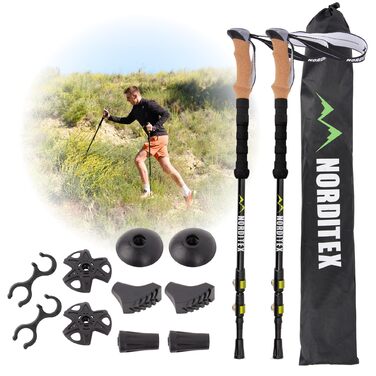 Телескопічні трекінгові палиці з алюмінію для скандинавської ходьби та гірських походів, ультралегкі, регульовані (для чоловіків та жінок) з аксесуарами та сумкою