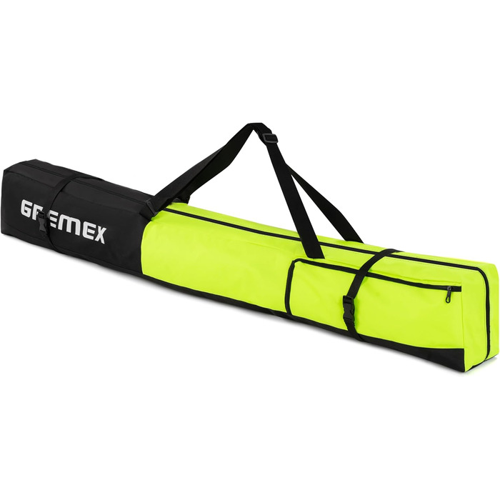 GREMEX Skitasche: Водонепроникний мішок для лиж на 1 пару - міцний та ергономічний мішок для лиж Alpinski, аксесуари для лиж, бірюзово-жовтий (неоновий жовтий, 180 см)