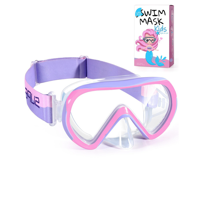 Дитяча маска для плавання та снорклінгу Supertrip, 6-14 років, скло, рожево-фіолетовий