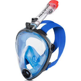 Маска для снорклінгу та дайвінгу Aqua Speed Full Face – повна маска з трубкою, 180° панорама, блакитно-чорна, L-XL