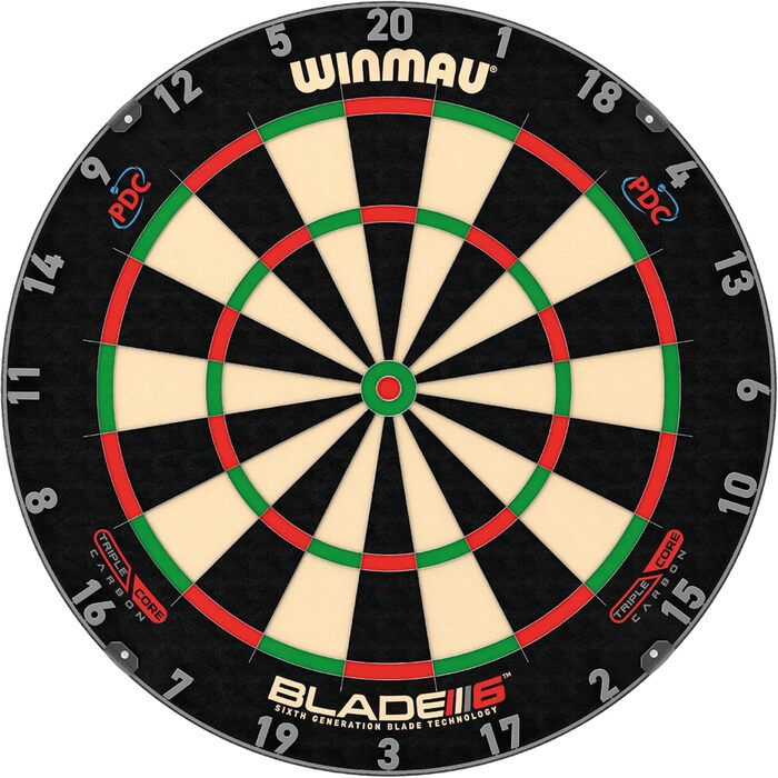 Дартборд WINMAU Blade 6 Triple Core Carbon, професійна класична мішень із сизалю