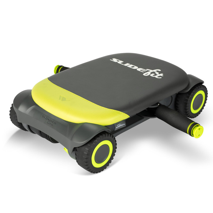 Ролер для пресу Wonder Core Slide Fit з 4 колесами, автоматичний відкат, тренажер для пресу, фітнес-ролер Heroboard з наколінниками (зелений)