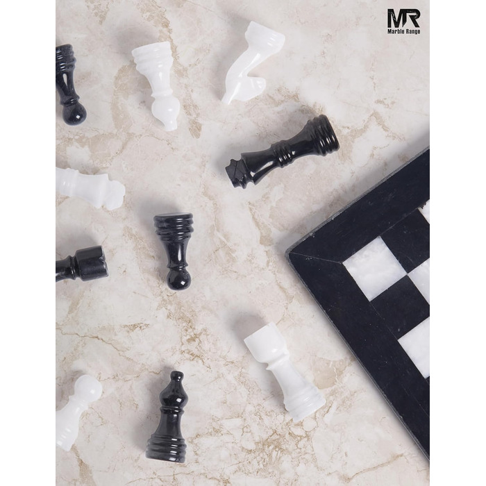 Шаховий набір з мармуру для дорослих, ручної роботи, 32 фігури, 2 додаткові королеви, коробка для зберігання, розкішна подорожна гра, елегантний подарунок для дому (чорний & корал)