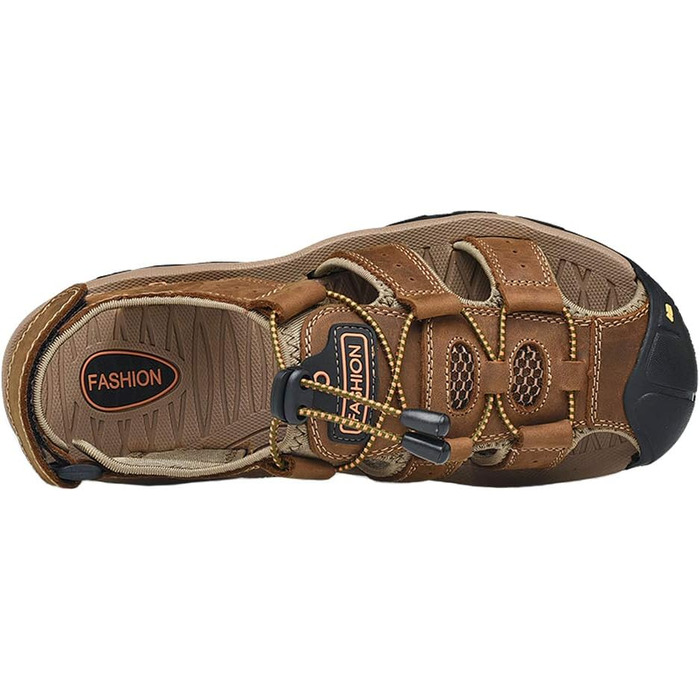 Чоловічі сандалі з натуральної шкіри для пляжу, піших прогулянок та туризму. Легкі, дихаючі сандалі для активного відпочинку та риболовлі. Розмір 43 EU, колір коричневий.