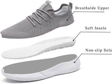 Чоловічі кросівки для бігу та занять спортом, повсякденне носіння, легкі, дихаючі (48 EU, світло-сірий)