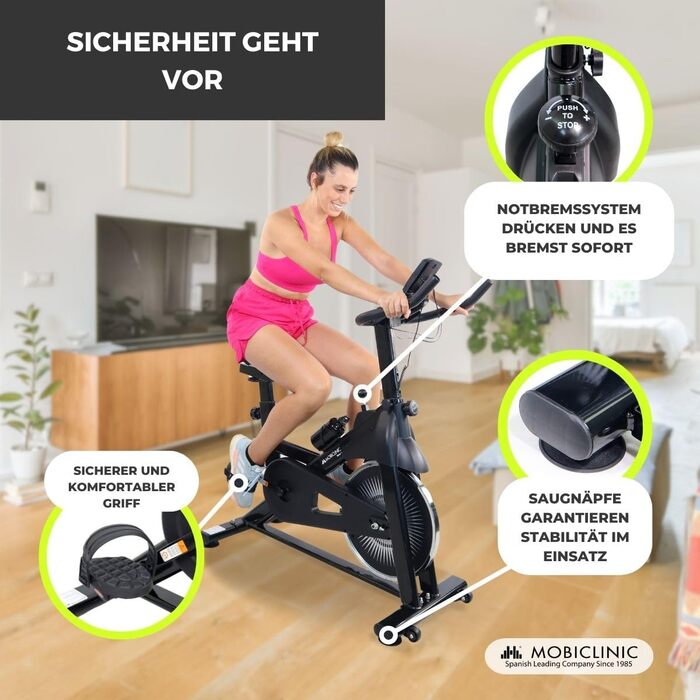 Mobiclinic® велотренажер для дому: регульований, з LCD-екраном, вимірюванням пульсу та мобільного тримачем