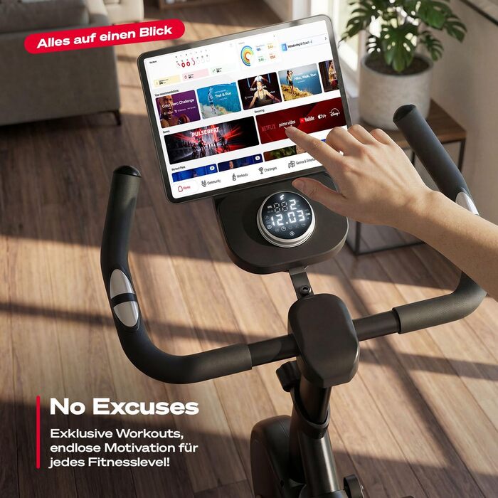 Велотренажер Sportstech SX175: Індоор-велосипед для дому з регулюванням магнітного опору, LED-дисплеєм, підтримкою додатків та вагою до 120 кг