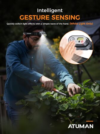 Налобний ліхтар ATuMan MH1 LED перезарядна, 2 шт. з зарядним кейсом 6600mAh, 10 режимів, IPX4, для кемпінгу/походів/бігу