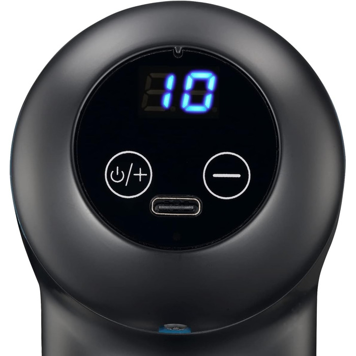 Масажний пістолет Melissa 16770048 з LCD, акумуляторний, 4 насадки, чорний