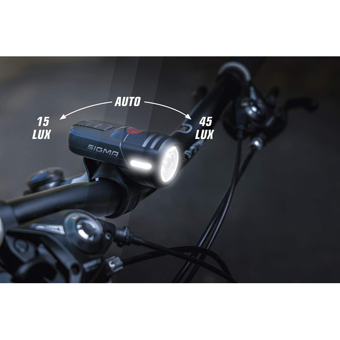 Комплект велосипедних LED фар SIGMA Aura45/Nugget II, 45/15 Люкс, акумуляторні, водозахищені, легкий монтаж, передня та задня фара