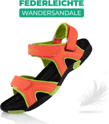 Трекінгові сандалії Fusskleidung для жінок та чоловіків, літні гірські взуття з міцною протекторною підошвою, помаранчево-зелені, розмір 41 EU