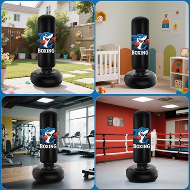 Дитячий боксерський мішок Qoosea для дітей 3-8 років, 130 см, надувний, з боксерськими рукавичками, для карате, кікбоксингу, Taekwondo, MMA, подарунок для хлопчиків та дівчаток