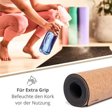 Преміум йогамат з корку (4 мм) - нековзна фітнес-мат з розміткою - мат для пілатесу + сумка для йоги Eclipse