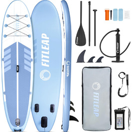 Надувний SUP Борд Fitleap Premium Stand Up Paddle Board - Комплект з насосом, веслом та рюкзаком. Підходить для йоги, серфінгу та водних видів спорту. Для 1 особи.