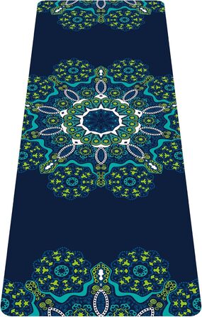 Yogamatka NuVeti з друком, 0,6 см, нековзна, для йоги, пілатесу та фітнесу, з сумкою, складна, легка, з велюру та натурального каучуку, 183x61 см