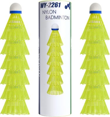 Флінтронік Бадмінтонні м'ячі, нейлонові, 12 шт. - для тренувань та гри в приміщенні та на вулиці