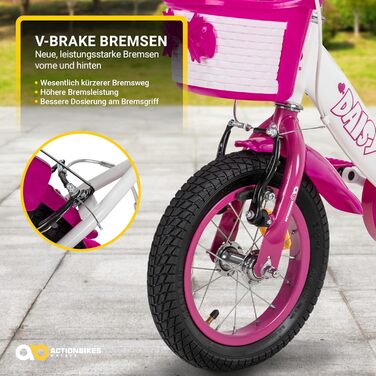 Детский велосипед Actionbikes Daisy 12/16 дюймов - V-Brake тормоза, защита от брызг, для детей 2-9 лет
