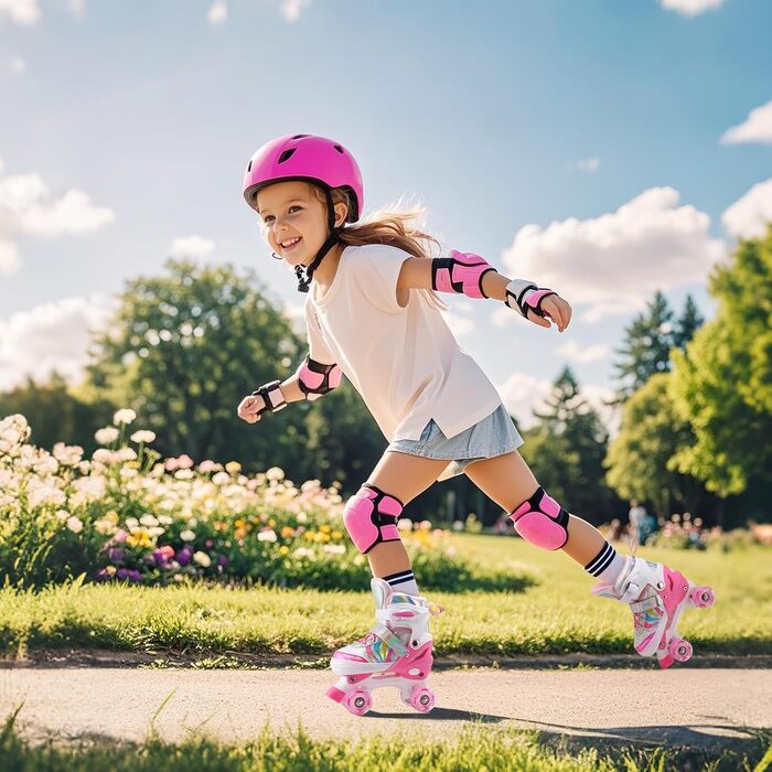 Дитячі ролики для катання на роликах, регульовані ролики Quad, розмір 4, регульовані та підсвічені ролики, ролики для дівчаток та хлопчиків. Розмір M (EU 32-36)