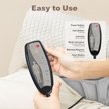 Масажне сидіння Snailax з підігрівом та вібрацією: 10 моторів, для спини та шиї, для дому та офісу, Бежевий