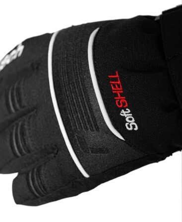 Дитячі гірськолижні рукавички Reusch Softshell, водонепроникні та вітрозахисні, чорно-білі, розмір 6