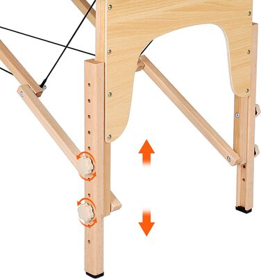 Масажний стіл Yaheetech з 2 зонами, портативний, регульована висота, дерев'яні ніжки, з підголовником та підлокітниками, 213 x 82 x 85,5 см, до 250 кг, кремовий