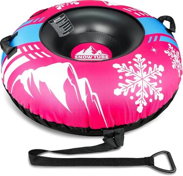 Надувний сніговий санки ZMLM, 120 см, для дорослих та дітей, міцний, з канвасовим покриттям, зимовий спорт, сімейний відпочинок (рожевий)