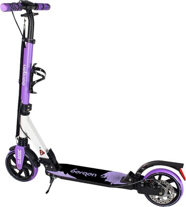 Самокат міський Bergen City Scooter Classic складаний - 200 мм колеса, дискове та ножне гальмо, 2 амортизатори, алюмінієвий, регульована висота, для дітей від 6 років та дорослих до 100 кг, фіолетовий