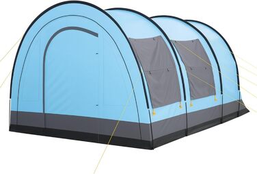 Намет CampFeuer Relax4 для 4 особи | Великий намет-тунель з просторим тамбуром, водовідштовхування 5000 мм | Знімний спальний модуль | Груповий, сімейний намет для кемпінгу, світло-блакитний/сірий