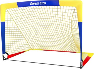 Сітка для футбольних воріт Dimples Excel 4x3 фути, для саду та вулиці, синьо-жовта, для тренувань