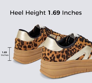 Кросівки LUCKY STEP Plateau Sneaker для жінок - платформа, канвас, ретро стиль, низький профіль, зручні для повсякденного носіння, бежево-зелені (41 EU, леопард)