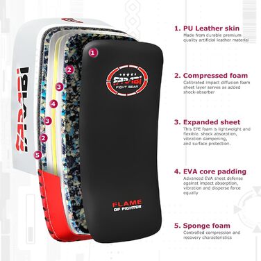 Набортники для ударів Farabi Sports: для кікбоксингу, ММА, Муай Тай (червоний, пара)