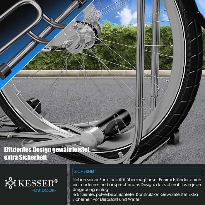 Підставка для велосипеда KESSER® для MTB, E-Bike, Citybike, шосе, з повітряним насосом. Підходить для шини до 65мм. (Антрацит, 2 шт.)