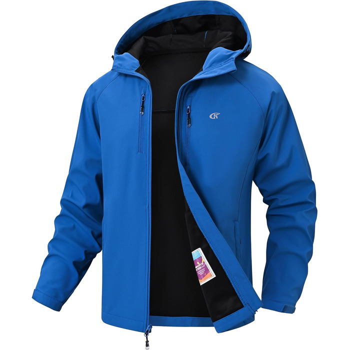 Чоловіча куртка Softshell Huayuzh — водонепроникна, вітрозахисна та дихаюча outdoor куртка-вітровка для походів та кемпінгу, XL, синя