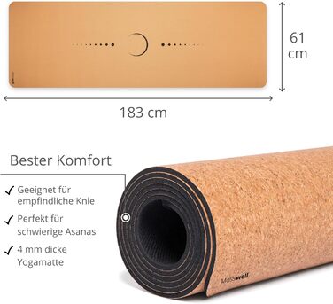 Преміум йогамат з корку (4 мм) - нековзна фітнес-мат з розміткою - мат для пілатесу + сумка для йоги Eclipse