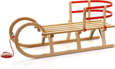 Дерев'яні санки з ручками та спинкою HolzFee Baran S 110 RL, бук, з мотузкою для буксирування