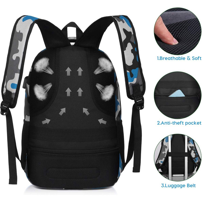 Рюкзак для ноутбука YAMTION 35L з USB-портом, водонепроникний, для чоловіків і жінок, для школи