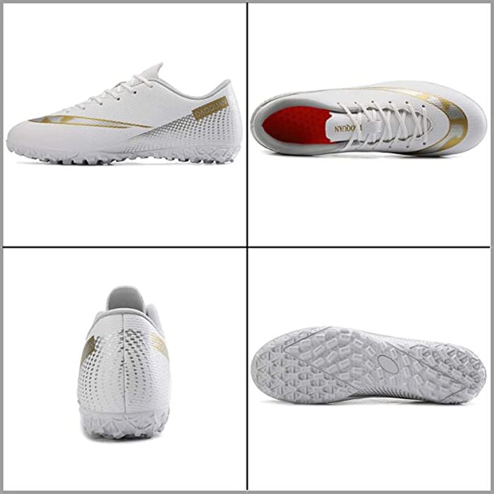 Дитячі футбольні бутси для хлопчиків та дівчаток, Indoor/Outdoor, Anti-Slip, з амортизацією (36 EU, Білий)