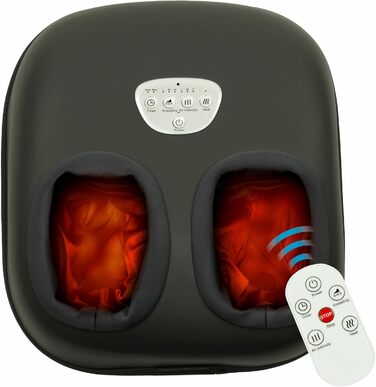 Електричний масажер для ніг Fuss Fit Pro з шиацу, тепловою функцією, роликовим і повітряним масажем, 3 рівнями інтенсивності, таймером та дистанційним керуванням