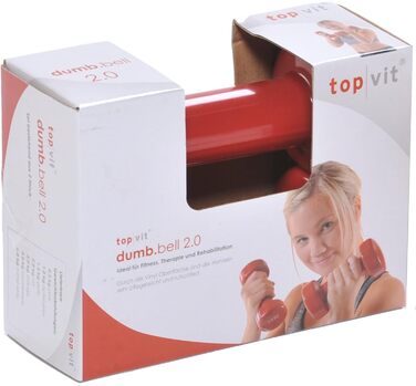 Гантелі top vit® 2 кг з вініловим покриттям, набір 2 шт, для чоловіків, жінок і літніх, чавунні, червоні, 7 вагових категорій